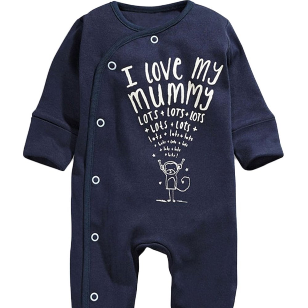 Navy Blue " I LOVE MY MUMMY" Cotton Baby Romper